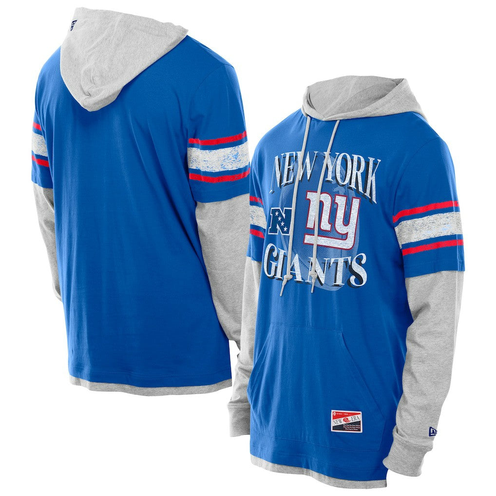 New York Giants New Era Twofer Layered Long Sleeve Hoodie T-Shirt - Royal outlet