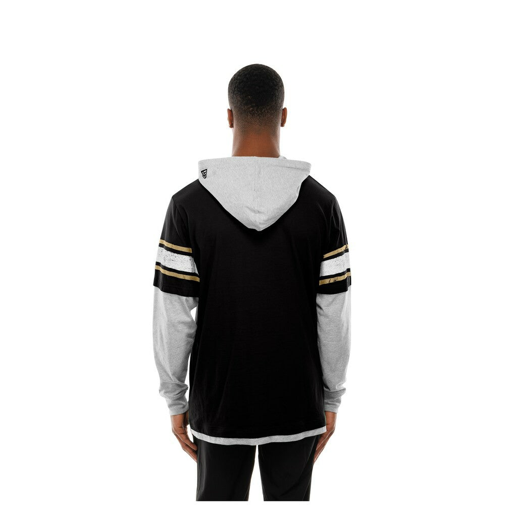 New Orleans Saints New Era Twofer Layered Long Sleeve Hoodie T-Shirt - Black on sale
