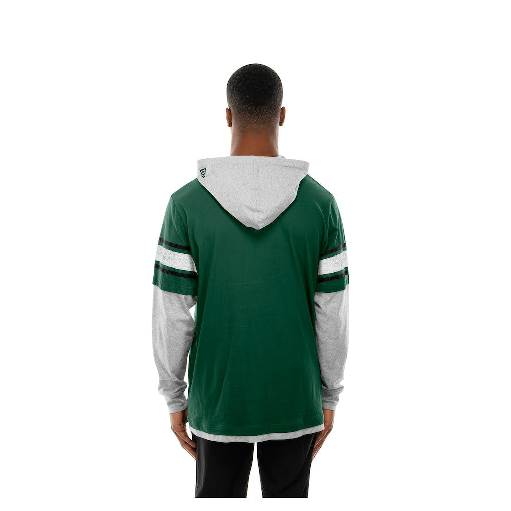 New York Jets New Era Twofer Layered Long Sleeve Hoodie T-Shirt - Green cheap