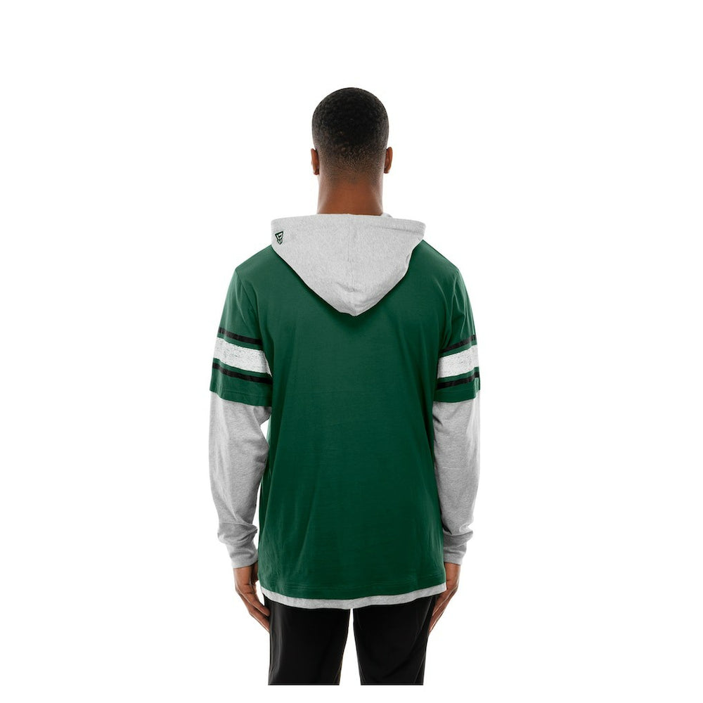 New York Jets New Era Twofer Layered Long Sleeve Hoodie T-Shirt - Green cheap