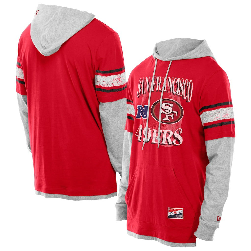 San Francisco 49ers New Era Twofer Layered Long Sleeve Hoodie T-Shirt - Scarlet online