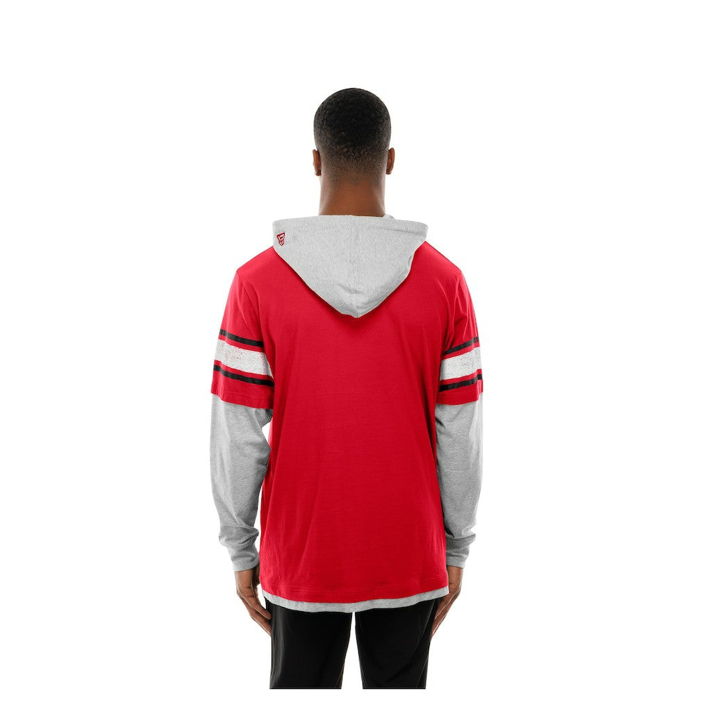 San Francisco 49ers New Era Twofer Layered Long Sleeve Hoodie T-Shirt - Scarlet online