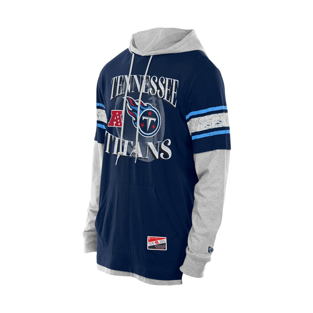 Tennessee Titans New Era Twofer Layered Long Sleeve Hoodie T-Shirt - Navy on sale