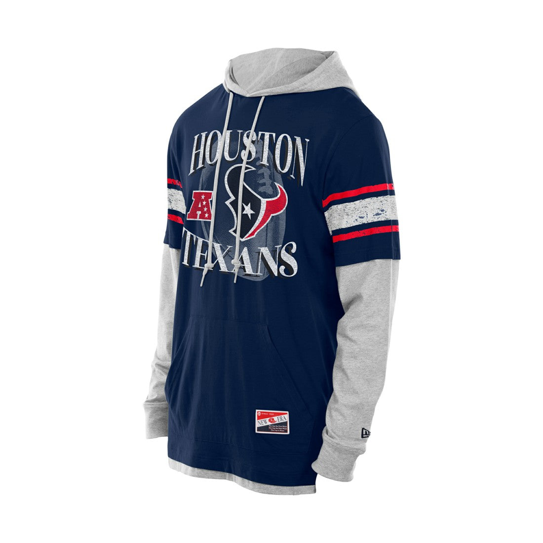 Houston Texans New Era Twofer Layered Long Sleeve Hoodie T-Shirt - Navy for sale