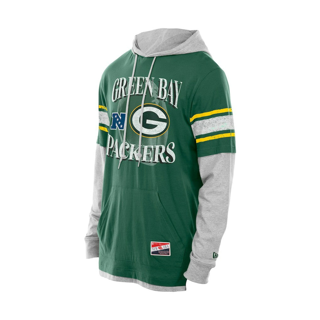Green Bay Packers New Era Twofer Layered Long Sleeve Hoodie T-Shirt - Green online