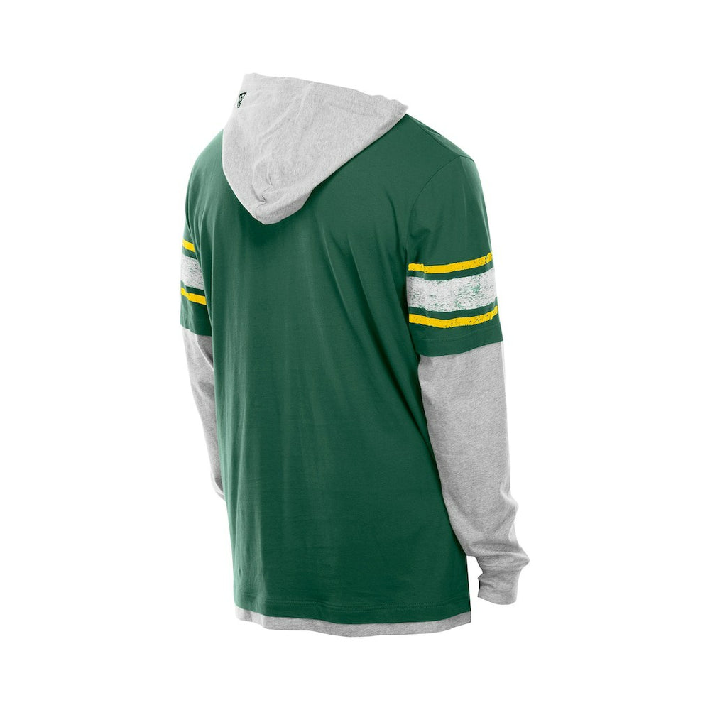 Green Bay Packers New Era Twofer Layered Long Sleeve Hoodie T-Shirt - Green online