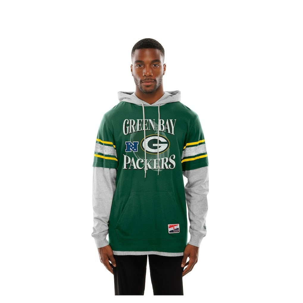 Green Bay Packers New Era Twofer Layered Long Sleeve Hoodie T-Shirt - Green online