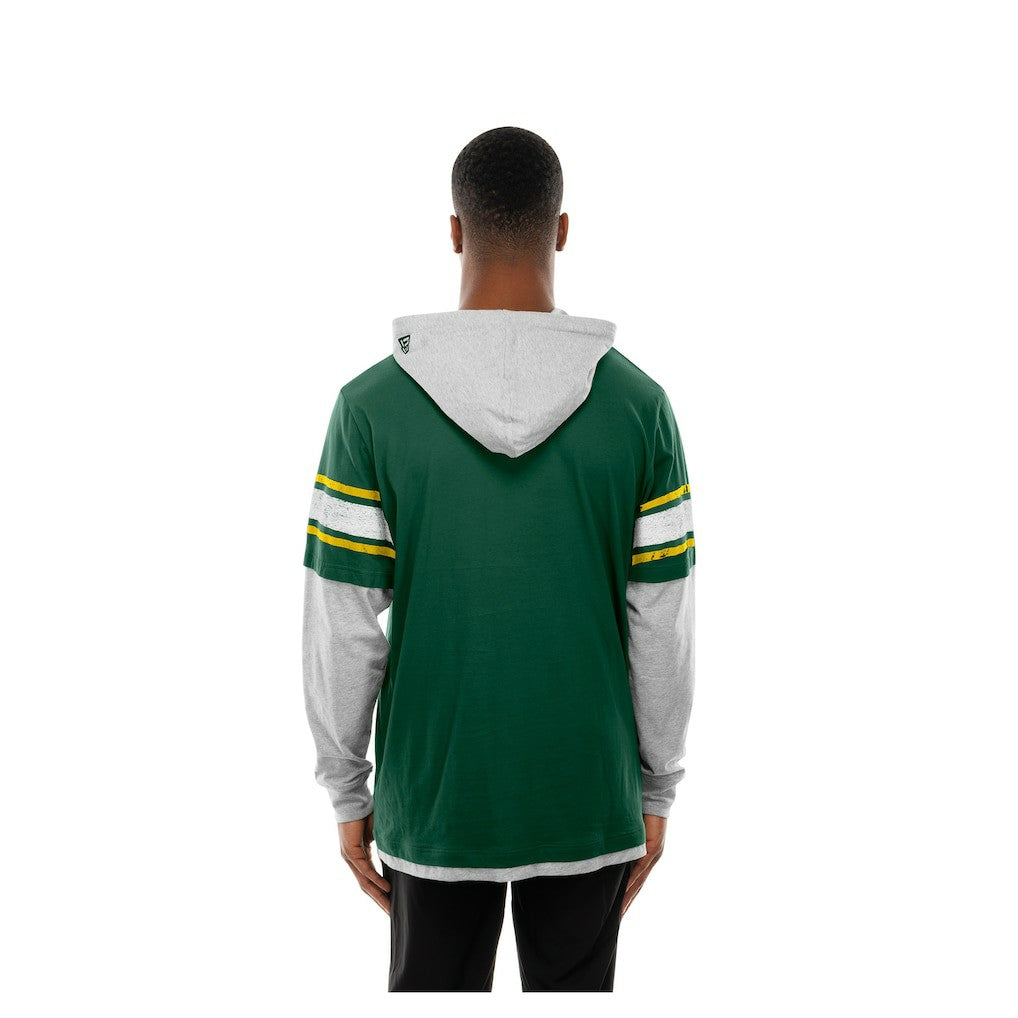 Green Bay Packers New Era Twofer Layered Long Sleeve Hoodie T-Shirt - Green online