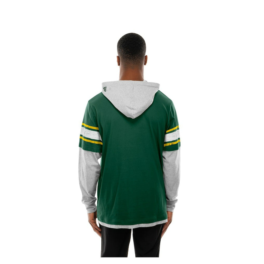 Green Bay Packers New Era Twofer Layered Long Sleeve Hoodie T-Shirt - Green online