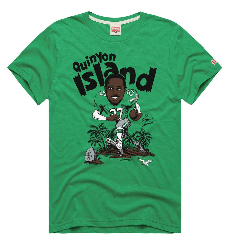 Quinyon Mitchell Philadelphia Eagles Homage Unisex Caricature Player Tri-Blend T-Shirt - Kelly Green online