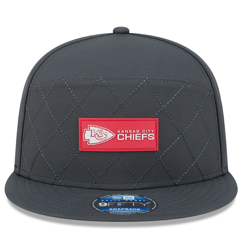 Kansas City Chiefs New Era 2025 Sideline Cold Weather Split Panel 9FIFTY Snapback Hat - Charcoal sale