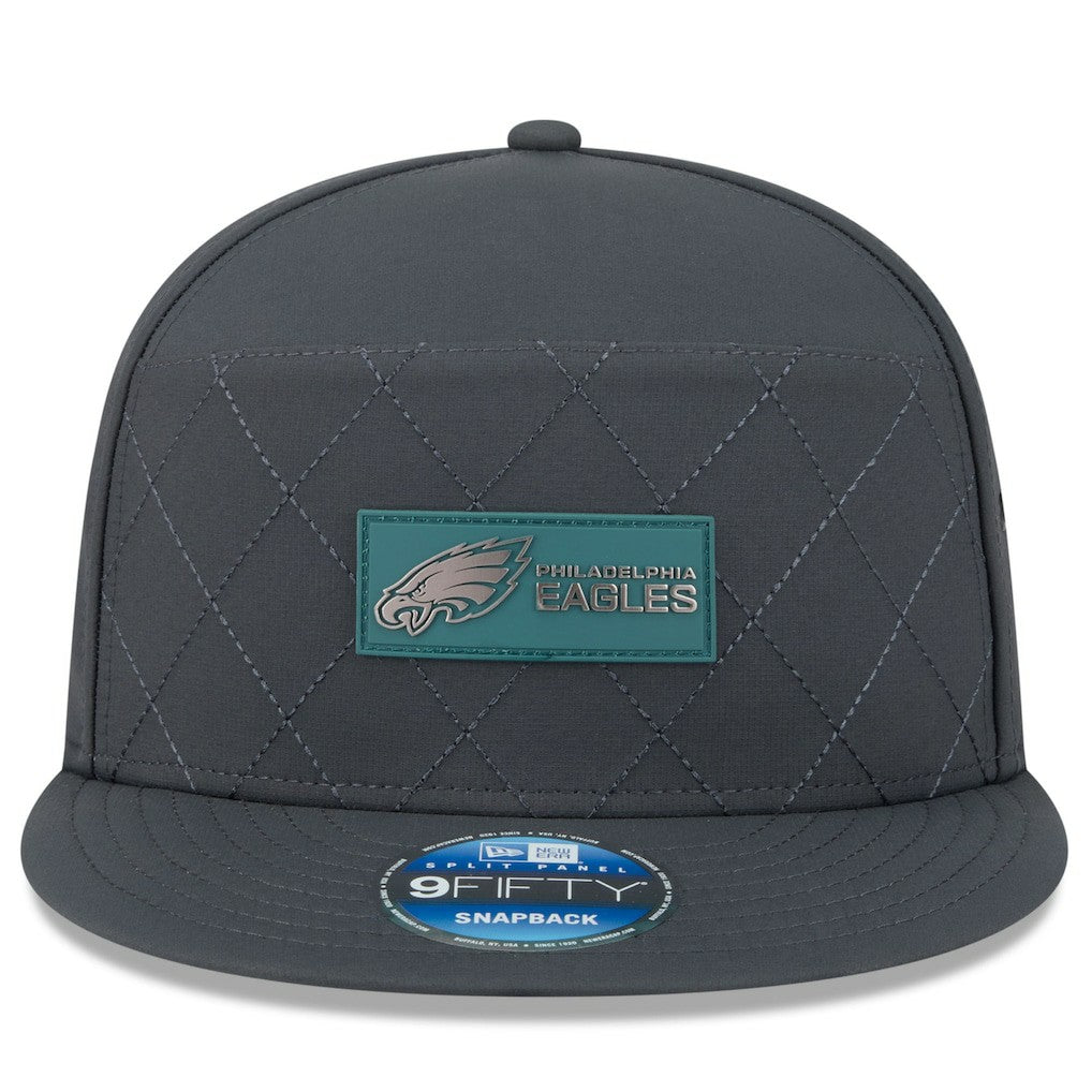 Philadelphia Eagles New Era 2025 Sideline Cold Weather Split Panel 9FIFTY Snapback Hat - Charcoal cheap