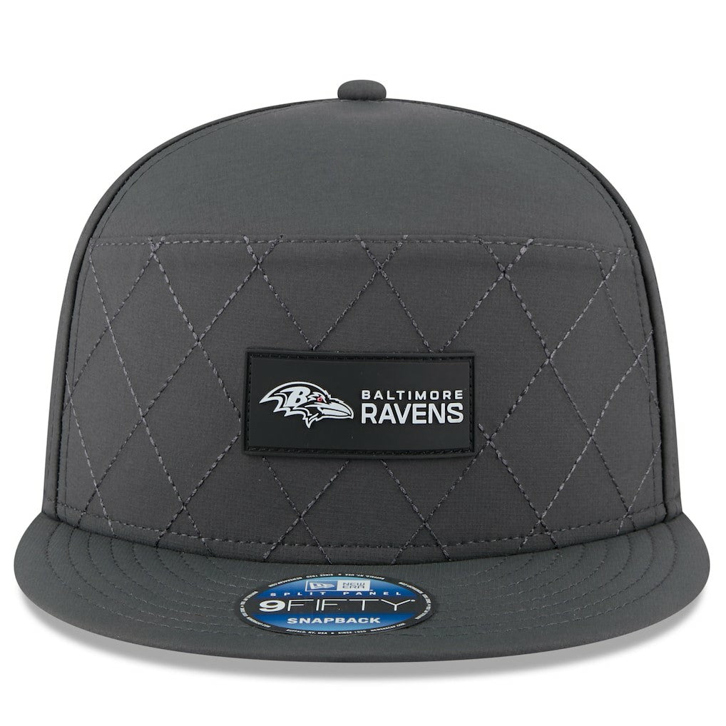 Baltimore Ravens New Era 2025 Sideline Cold Weather Split Panel 9FIFTY Snapback Hat - Charcoal for sale