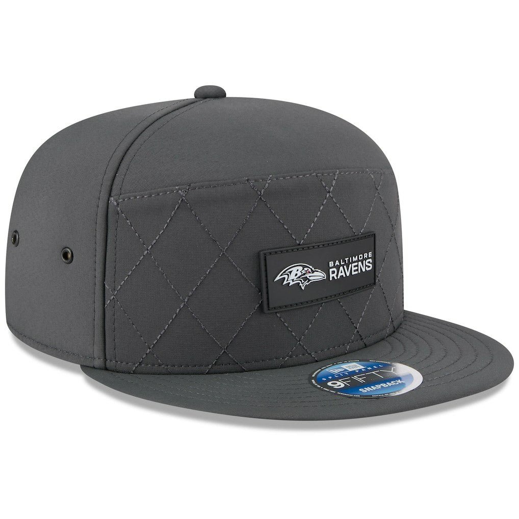 Baltimore Ravens New Era 2025 Sideline Cold Weather Split Panel 9FIFTY Snapback Hat - Charcoal for sale