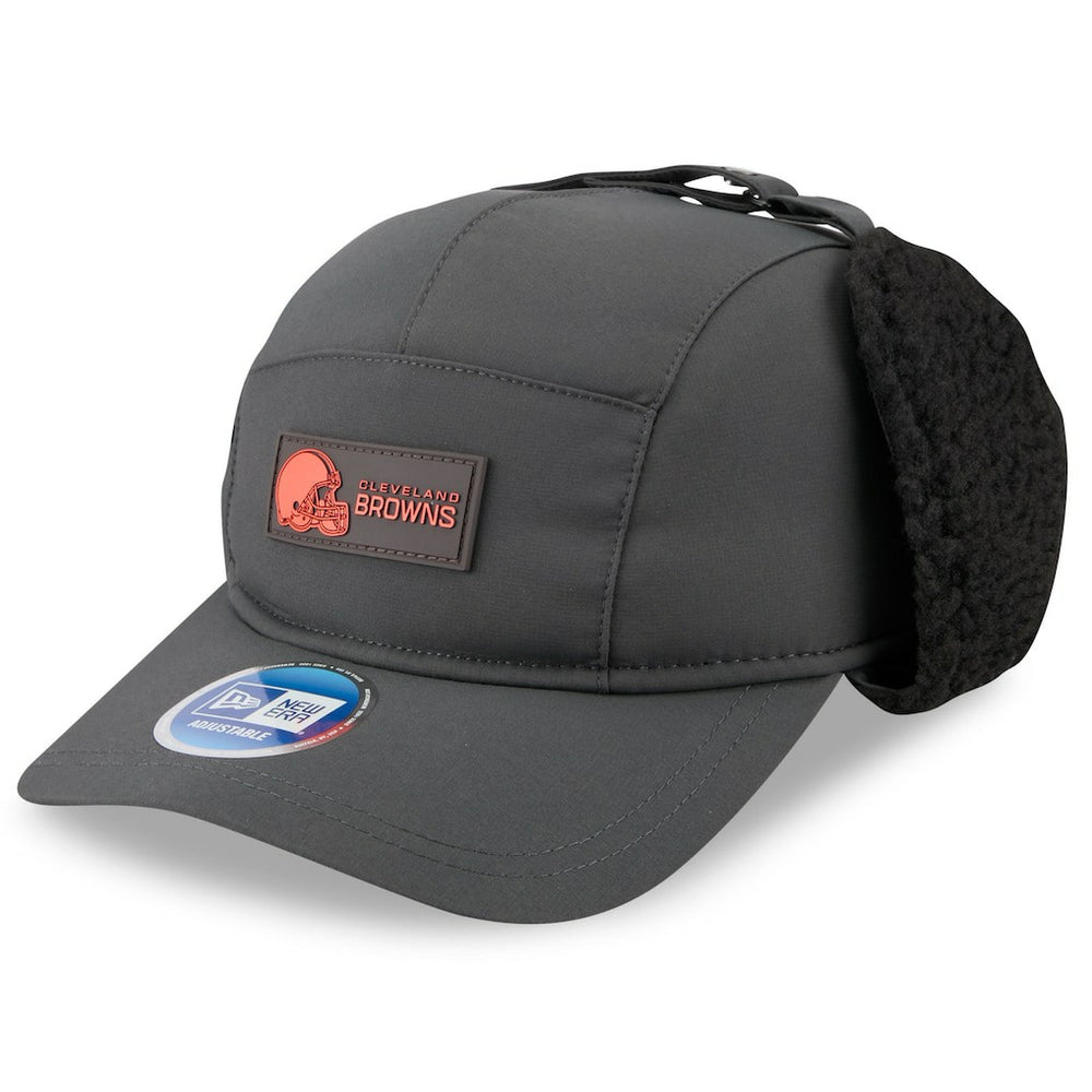 Cleveland Browns New Era 2025 Sideline Cold Weather Runner Dog Ear Adjustable Hat - Charcoal outlet