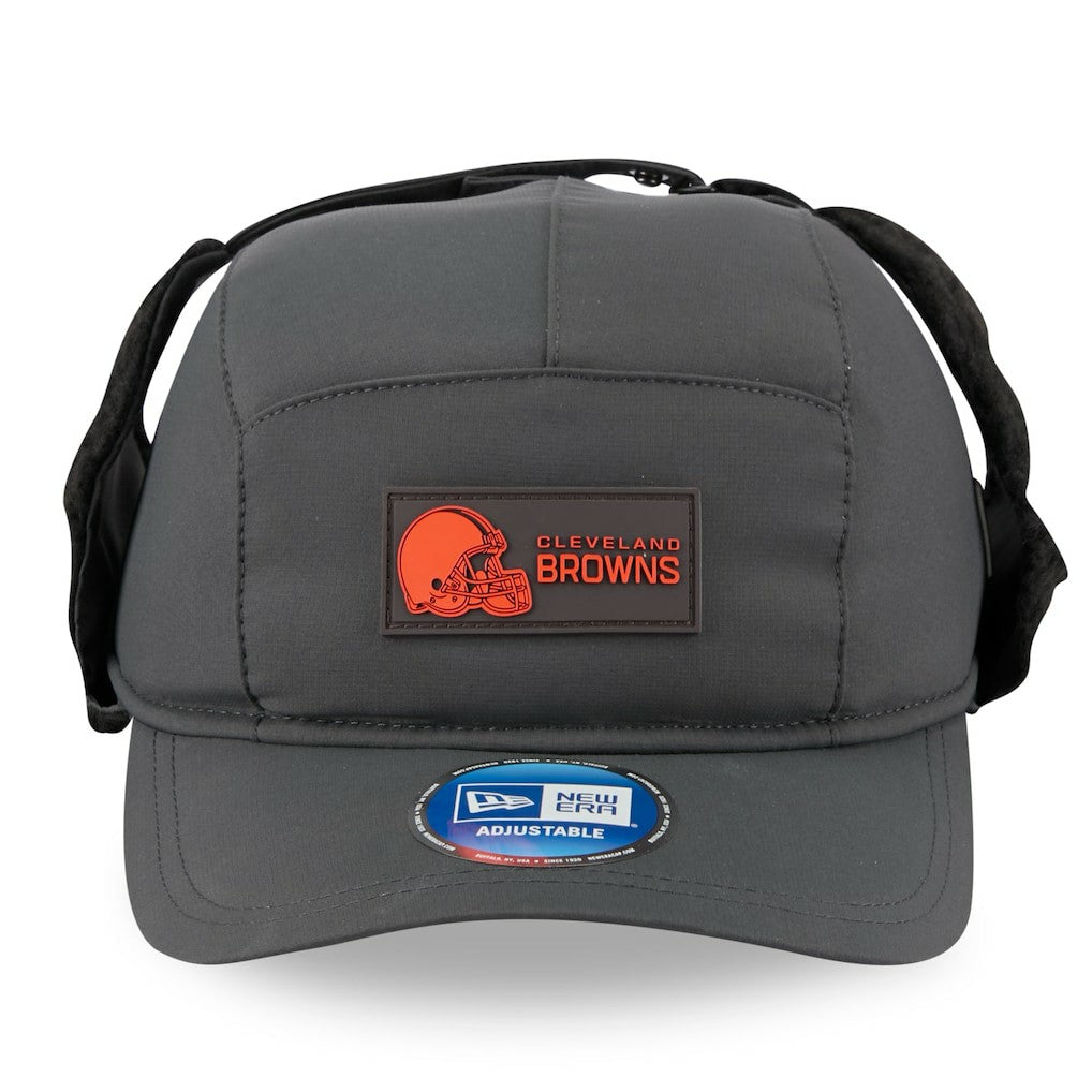 Cleveland Browns New Era 2025 Sideline Cold Weather Runner Dog Ear Adjustable Hat - Charcoal outlet