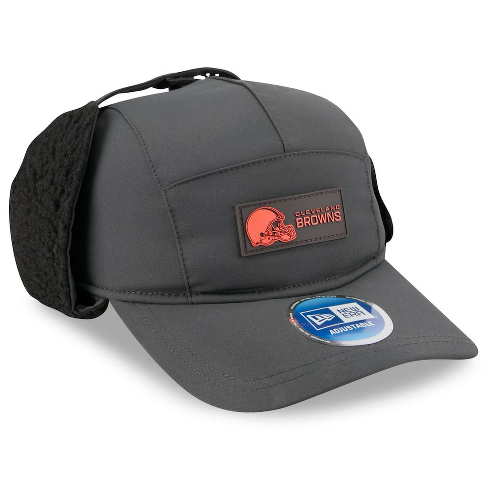 Cleveland Browns New Era 2025 Sideline Cold Weather Runner Dog Ear Adjustable Hat - Charcoal outlet