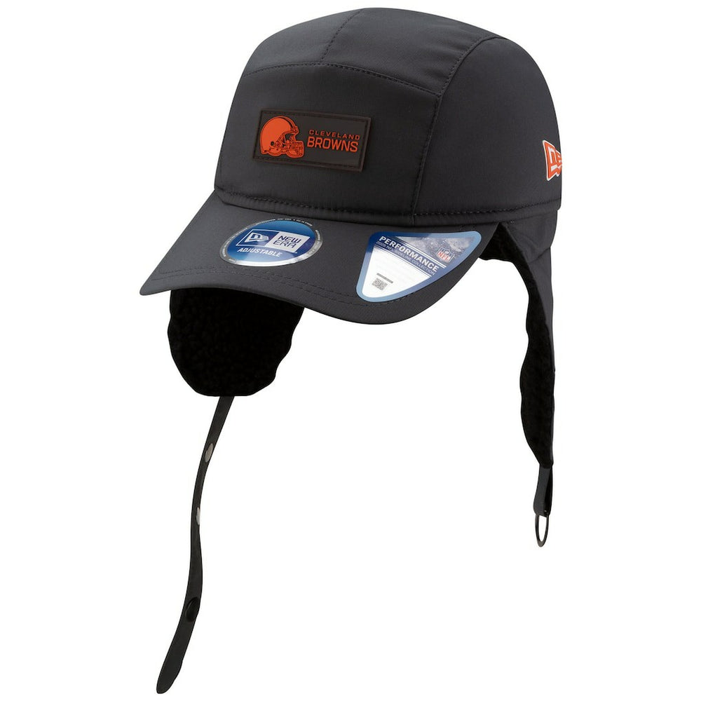 Cleveland Browns New Era 2025 Sideline Cold Weather Runner Dog Ear Adjustable Hat - Charcoal outlet