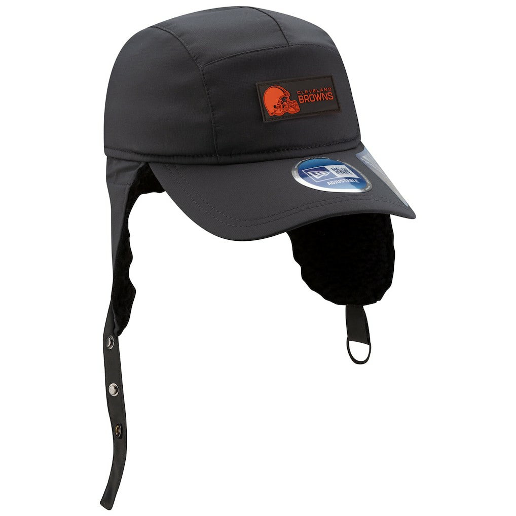 Cleveland Browns New Era 2025 Sideline Cold Weather Runner Dog Ear Adjustable Hat - Charcoal outlet