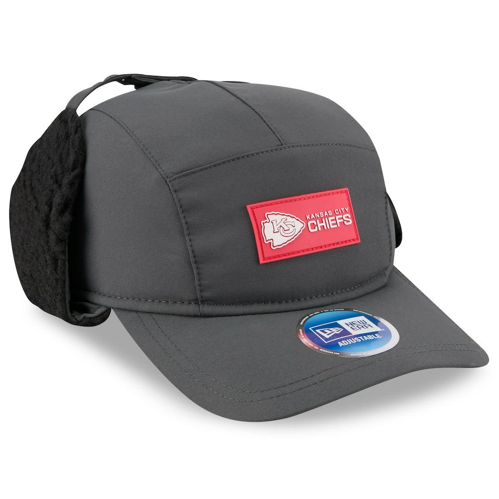 Kansas City Chiefs New Era 2025 Sideline Cold Weather Runner Dog Ear Adjustable Hat - Charcoal discount