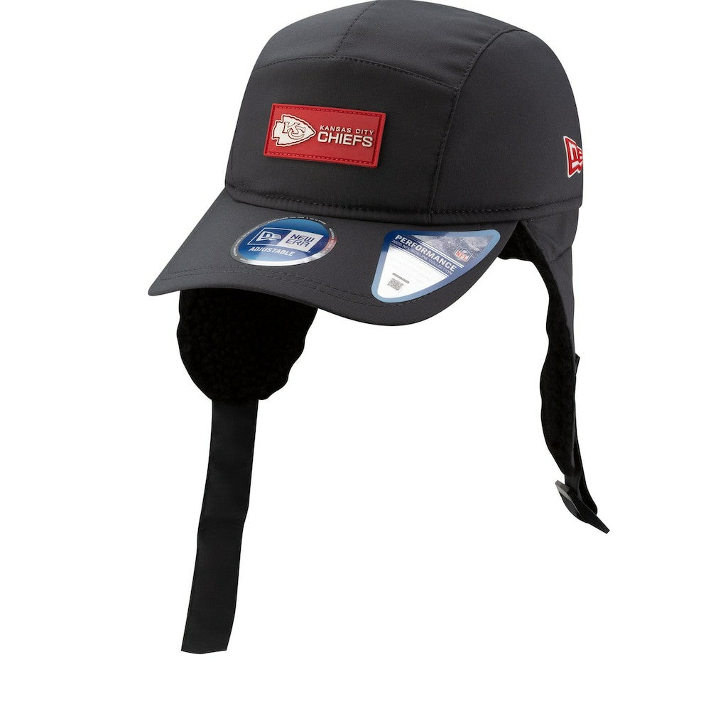 Kansas City Chiefs New Era 2025 Sideline Cold Weather Runner Dog Ear Adjustable Hat - Charcoal discount