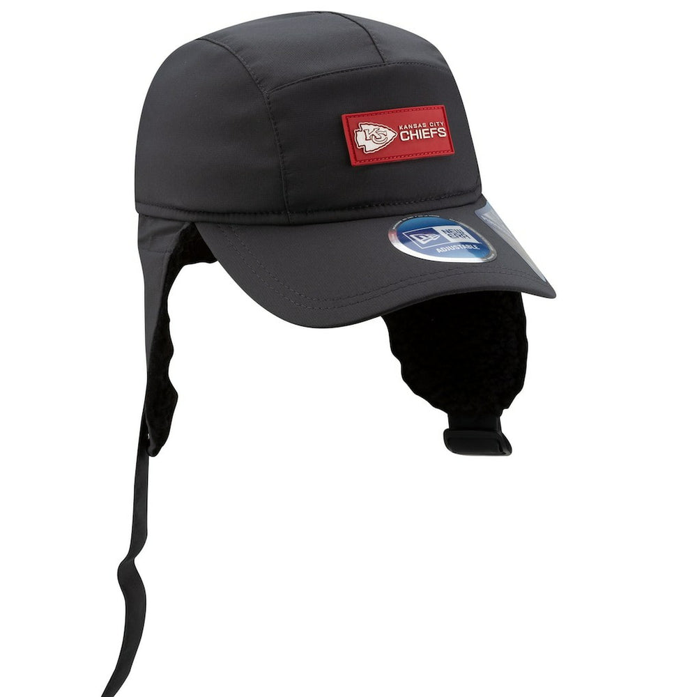 Kansas City Chiefs New Era 2025 Sideline Cold Weather Runner Dog Ear Adjustable Hat - Charcoal discount