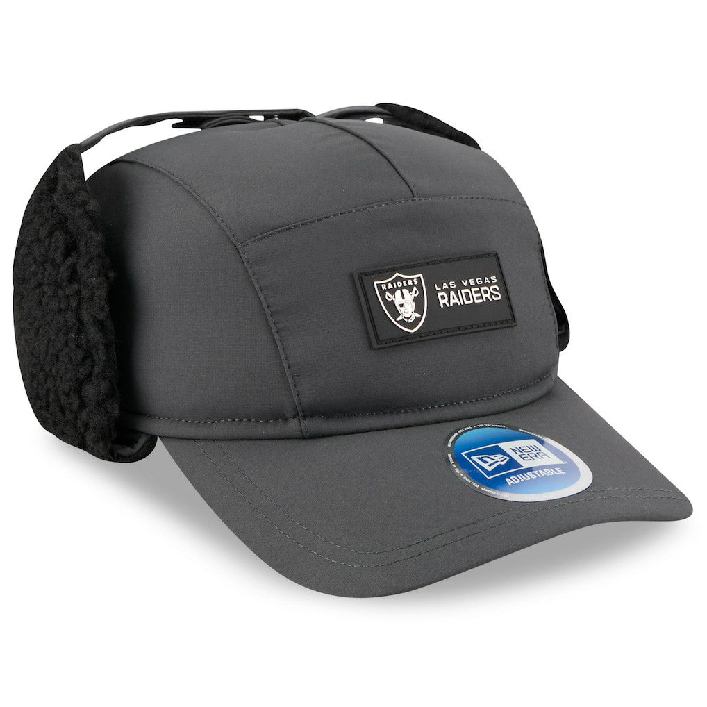 Las Vegas Raiders New Era 2025 Sideline Cold Weather Runner Dog Ear Adjustable Hat - Charcoal online