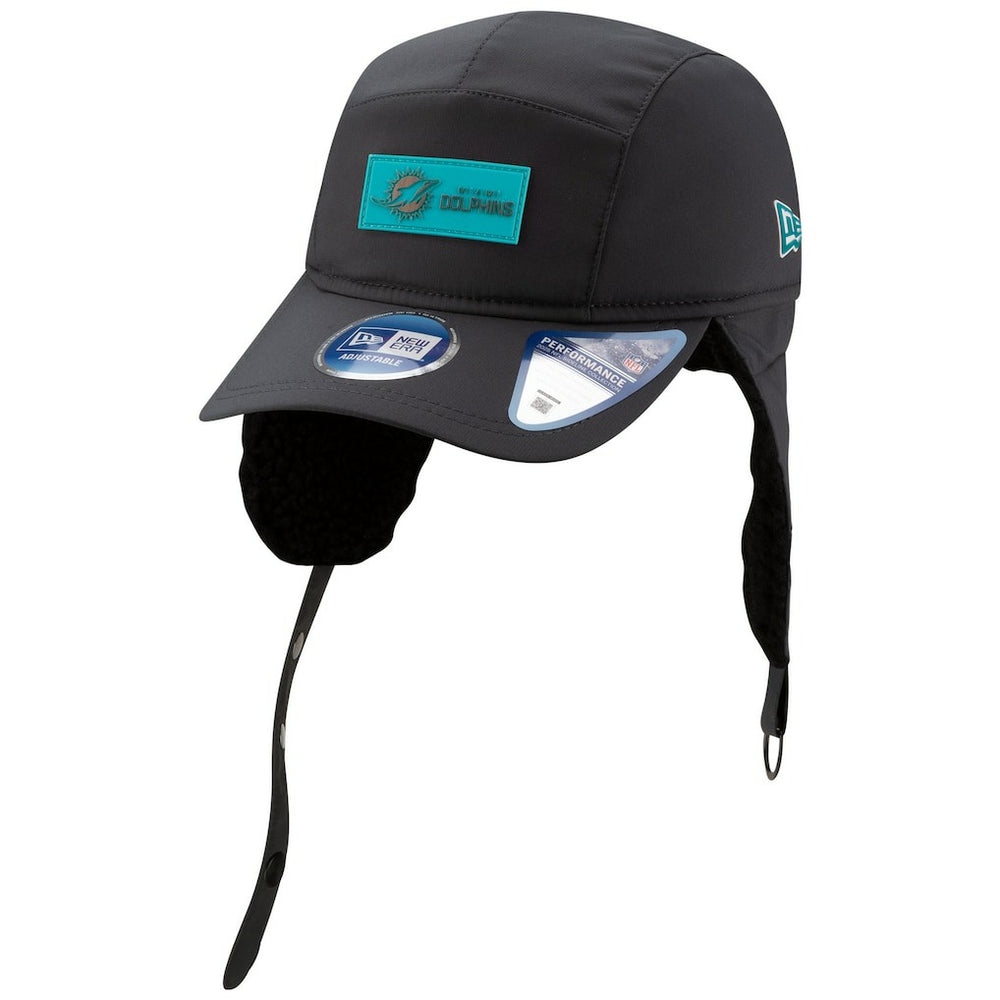 Miami Dolphins New Era 2025 Sideline Cold Weather Runner Dog Ear Adjustable Hat - Charcoal on sale