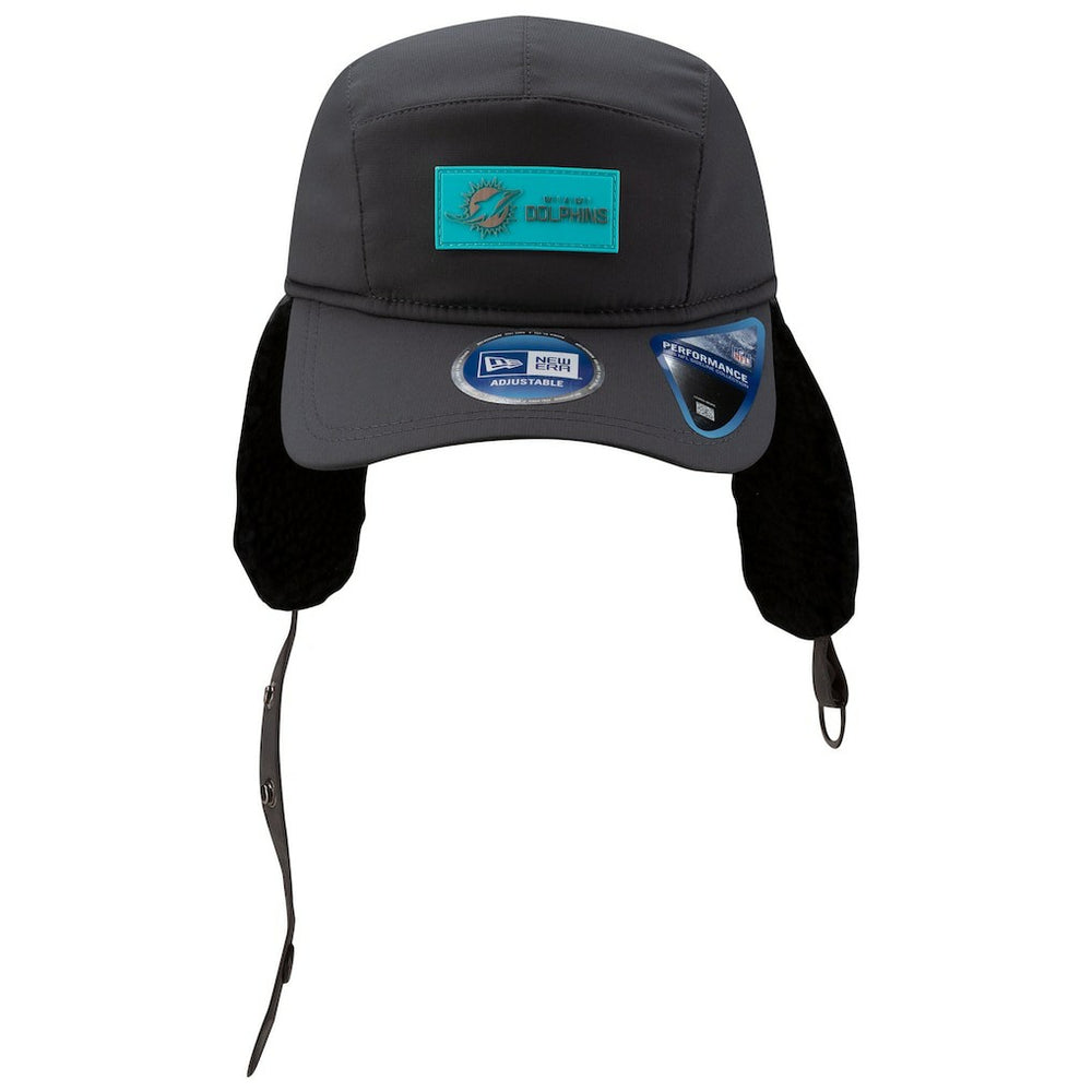 Miami Dolphins New Era 2025 Sideline Cold Weather Runner Dog Ear Adjustable Hat - Charcoal on sale