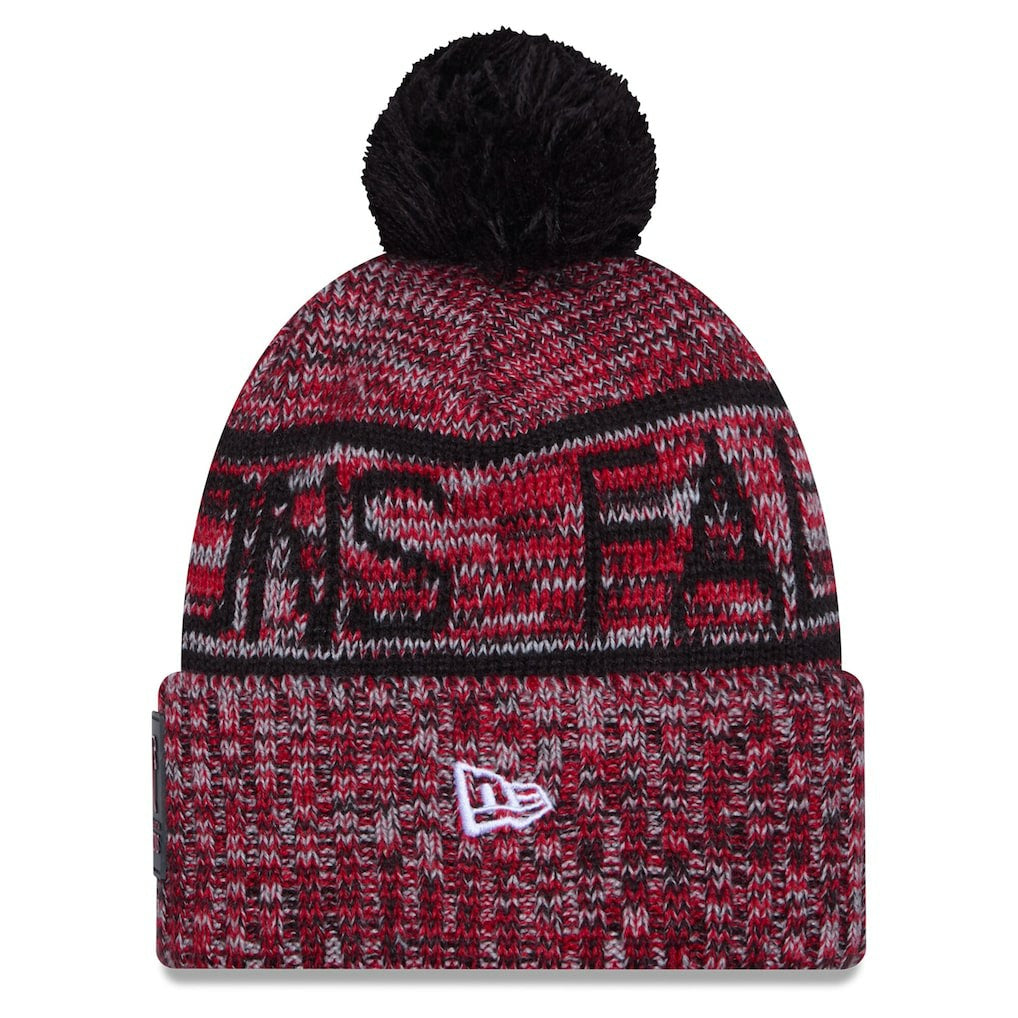 Atlanta Falcons New Era 2025 Sideline Cold Weather Cuffed Knit Hat with Pom - Red on sale