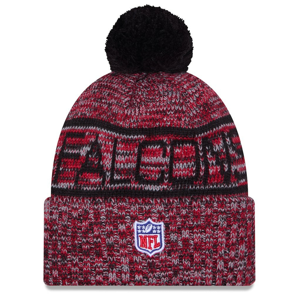 Atlanta Falcons New Era 2025 Sideline Cold Weather Cuffed Knit Hat with Pom - Red on sale