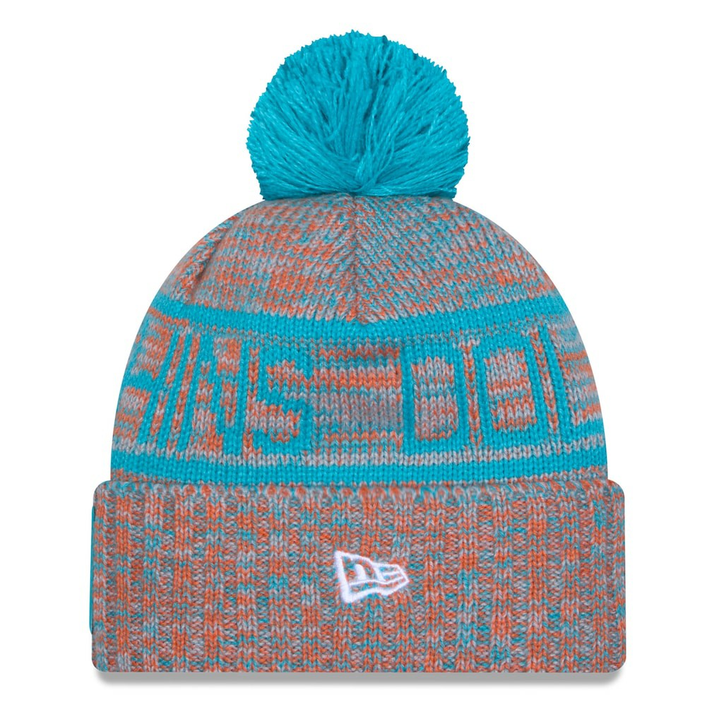 Miami Dolphins New Era 2025 Sideline Cold Weather Cuffed Knit Hat with Pom - Orange cheap