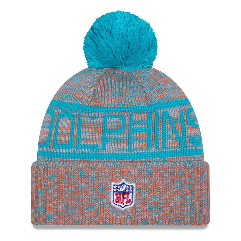 Miami Dolphins New Era 2025 Sideline Cold Weather Cuffed Knit Hat with Pom - Orange cheap