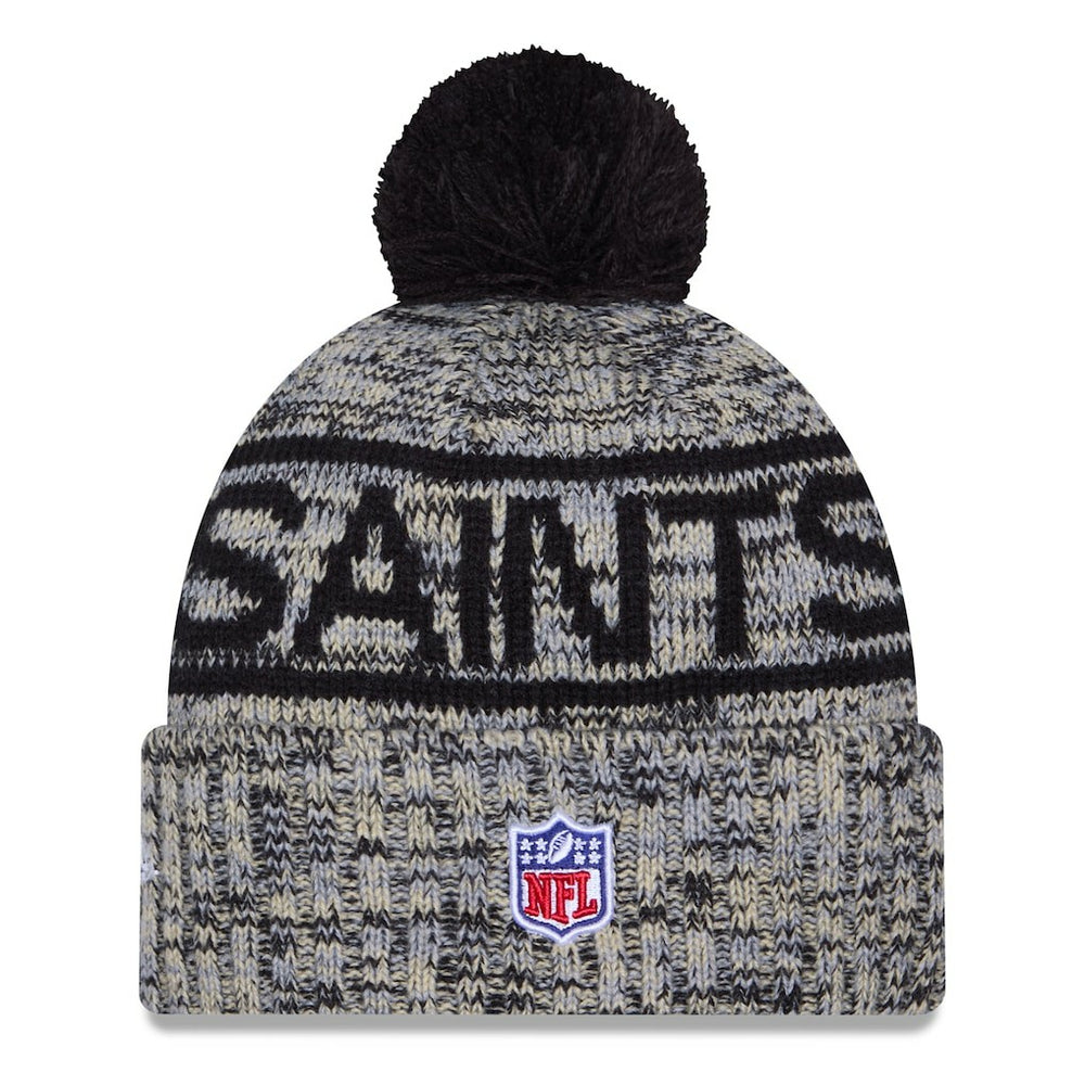 New Orleans Saints New Era 2025 Sideline Cold Weather Cuffed Knit Hat with Pom - Black for sale
