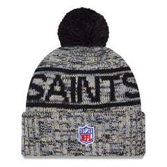 New Orleans Saints New Era 2025 Sideline Cold Weather Cuffed Knit Hat with Pom - Black for sale