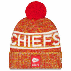 Kansas City Chiefs New Era 2025 Sideline Cold Weather Cuffed Knit Hat with Pom - Red sale
