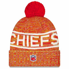Kansas City Chiefs New Era 2025 Sideline Cold Weather Cuffed Knit Hat with Pom - Red sale
