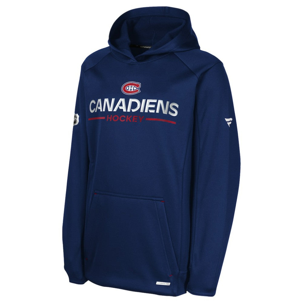 Montreal Canadiens Fanatics Youth Authentic Pro Rink Raglan Hoodie Navy