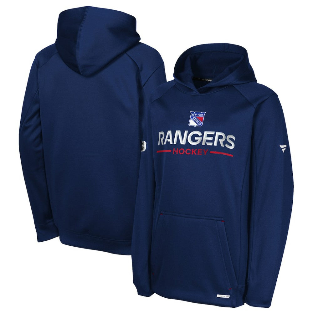 New York Rangers Fanatics Youth Authentic Pro Rink Raglan Hoodie Navy