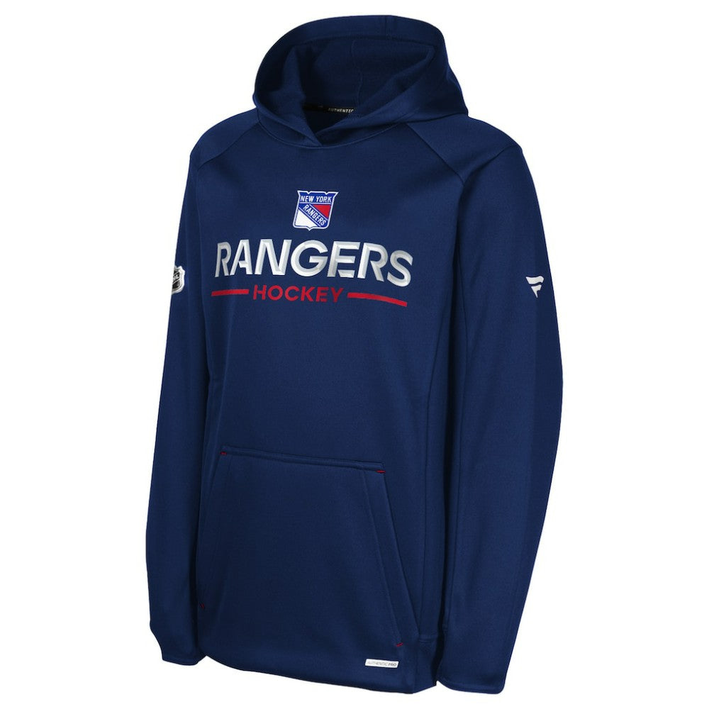 New York Rangers Fanatics Youth Authentic Pro Rink Raglan Hoodie Navy
