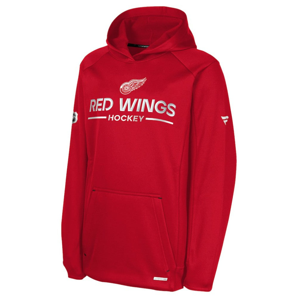 Detroit Red Wings Fanatics Youth Authentic Pro Rink Raglan Hoodie Red