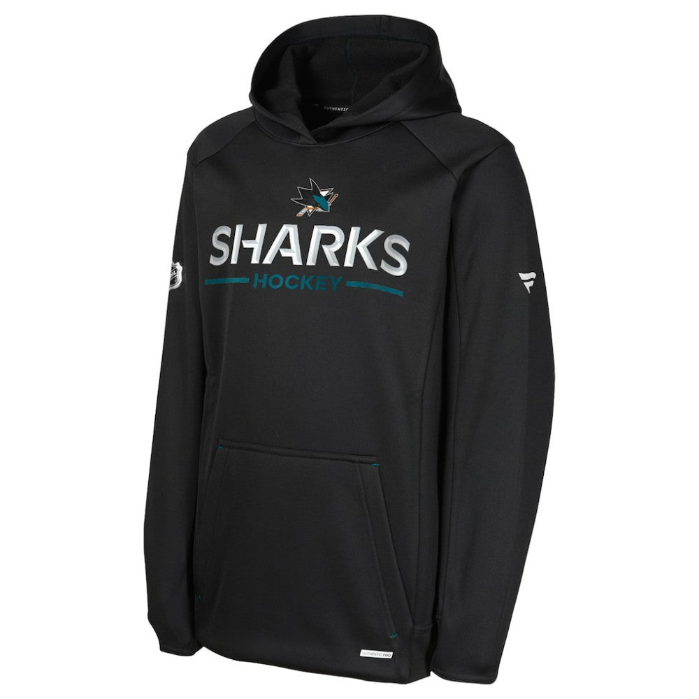San Jose Sharks Fanatics Youth Authentic Pro Rink Raglan Hoodie Black