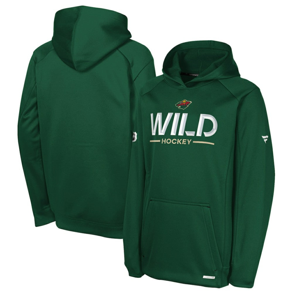 Minnesota Wild Fanatics Youth Authentic Pro Rink Raglan Hoodie Green