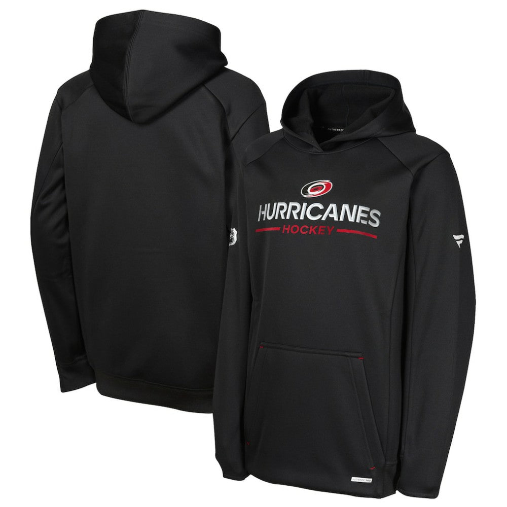 Carolina Hurricanes Fanatics Youth Authentic Pro Rink Raglan Hoodie Black