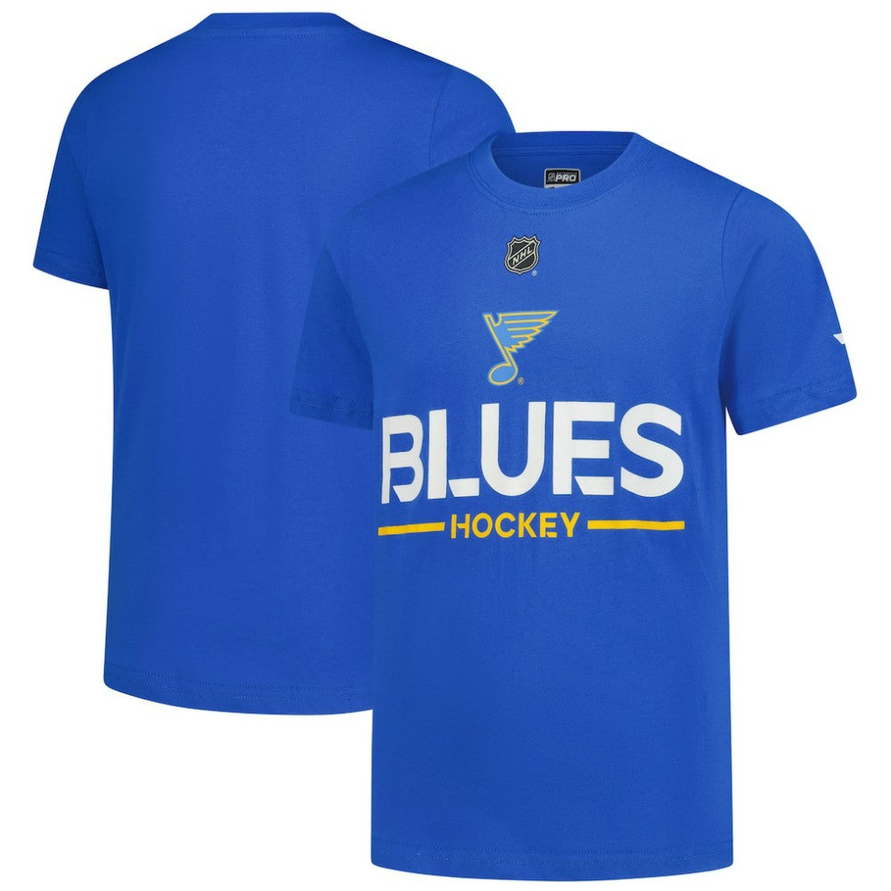 St. Louis Blues Fanatics Youth Authentic Pro Wordmark T-Shirt Blue