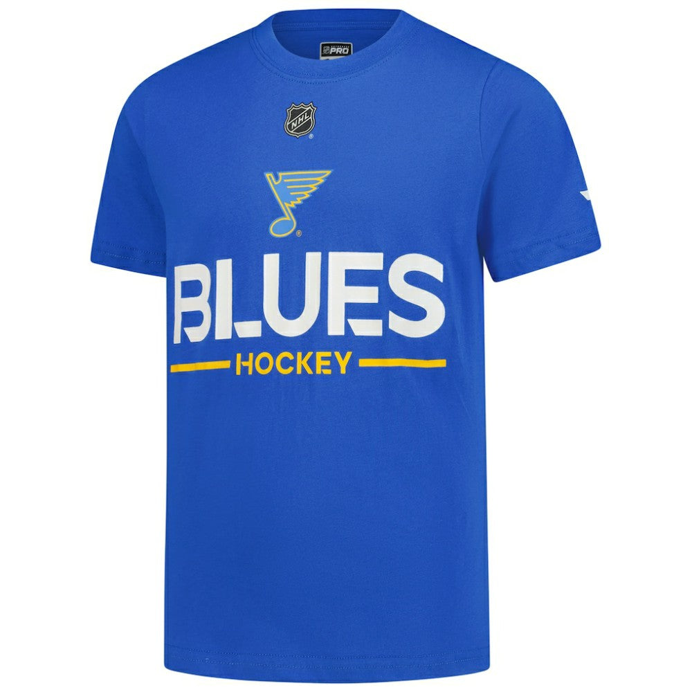 St. Louis Blues Fanatics Youth Authentic Pro Wordmark T-Shirt Blue