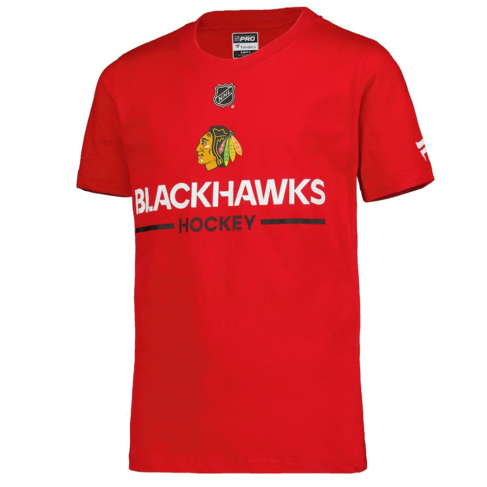 Chicago Blackhawks Fanatics Youth Authentic Pro Wordmark T-Shirt Red