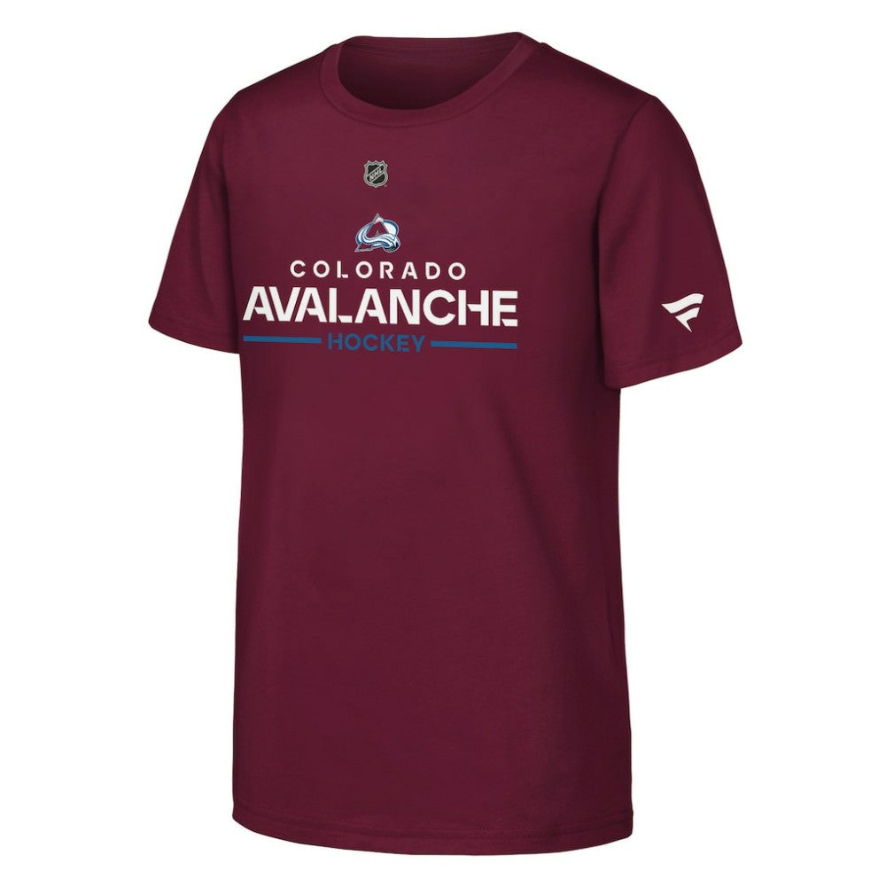 Colorado Avalanche Fanatics Youth Authentic Pro Wordmark T-Shirt Burgundy