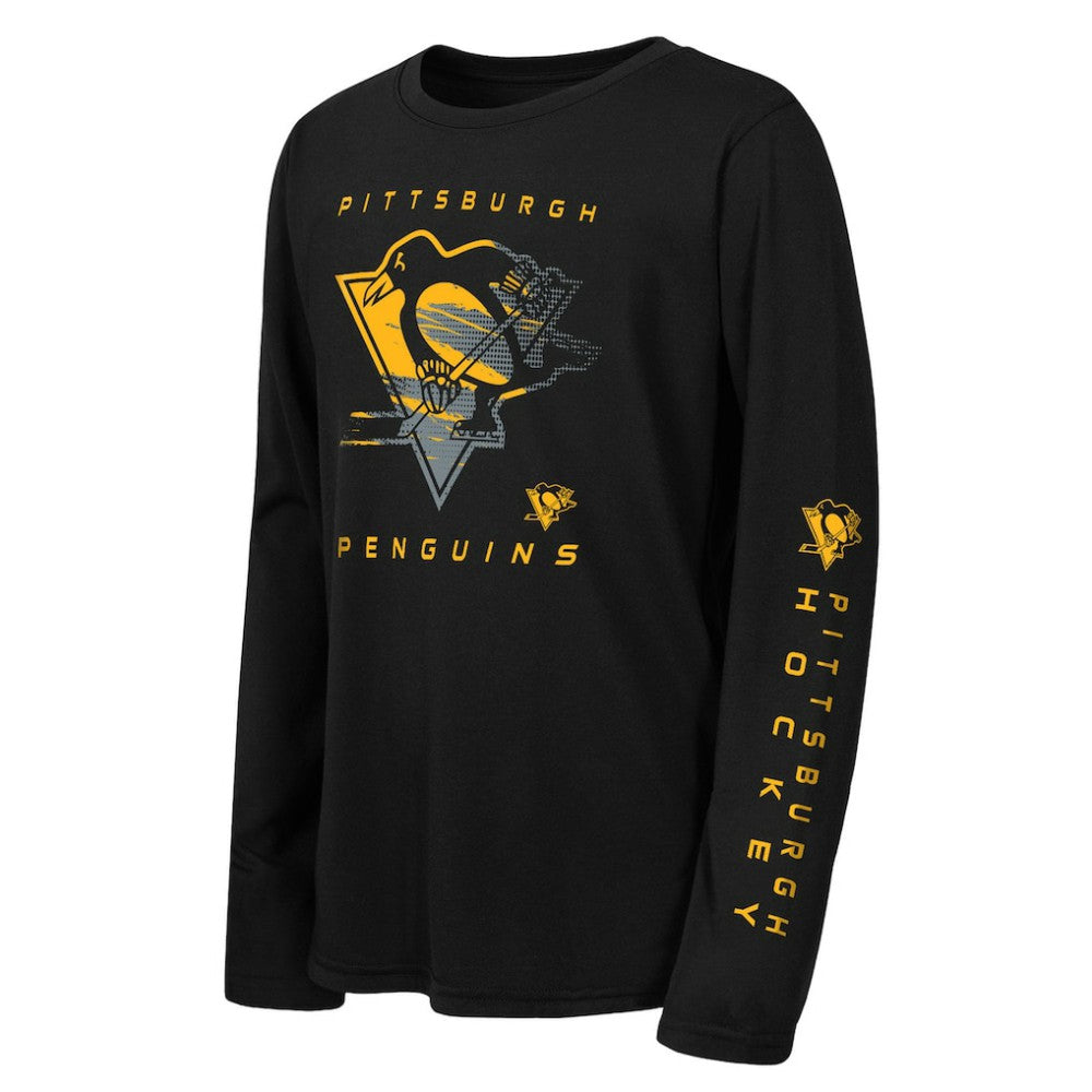 Pittsburgh Penguins Outerstuff Youth Seize the Win Long Sleeve T-Shirt Black