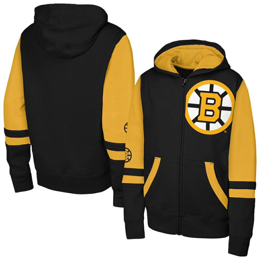 Boston Bruins Outerstuff Youth Face Off Full-Zip Hoodie Black